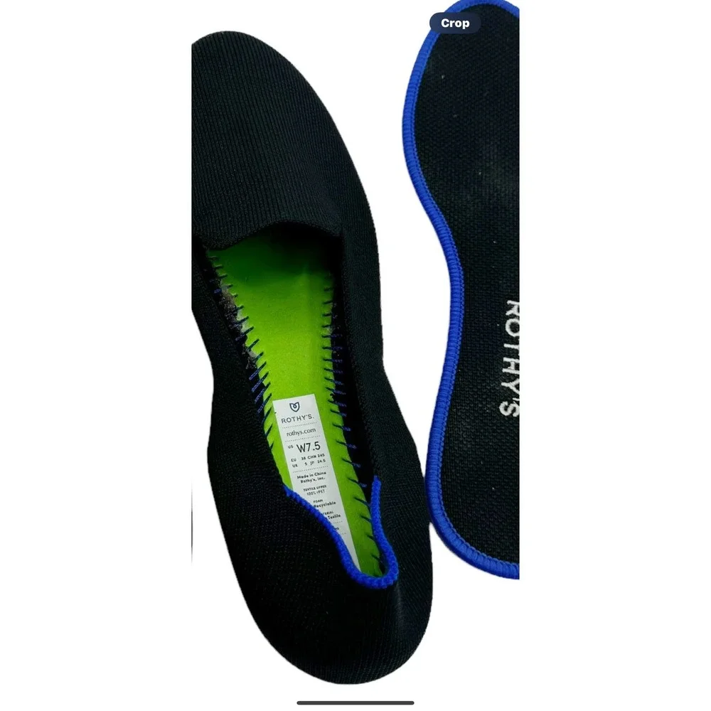 Rothy's The Loafers Flat Slip On Shoes Black Women's Size 7.5 NWOB